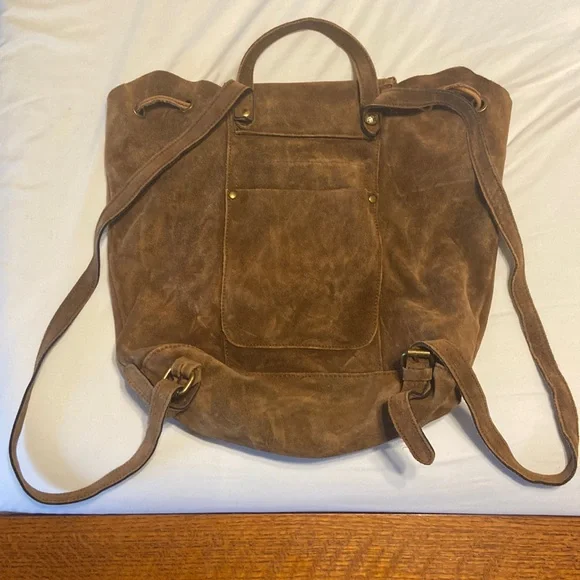 Patricia Nash Casape Backpack in Burnished Suede Cognac, braided trim, durable - Picture 12 of 15